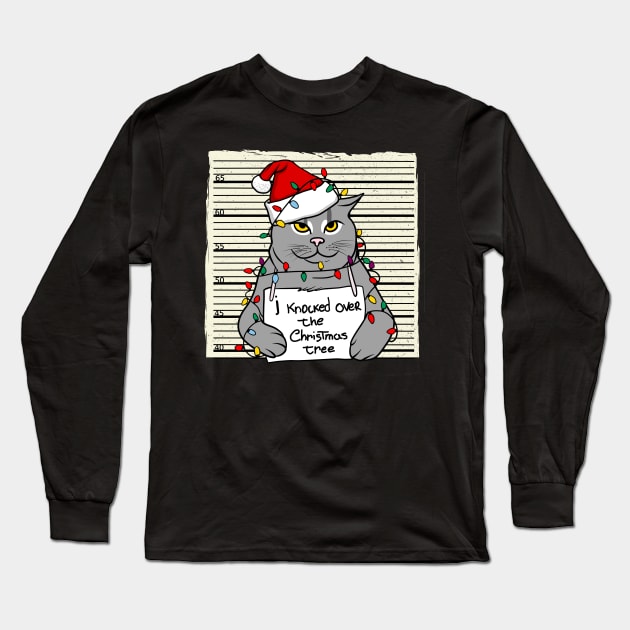 Christmas Cat Long Sleeve T-Shirt by OniSide